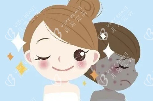 皮膚護(hù)理前后對(duì)比卡通