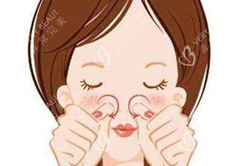 面部輕度法令紋按摩手法卡通示意圖