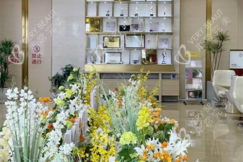 成都华美紫馨整形内部展示墙