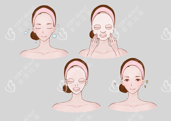 面部美白護(hù)理卡通示意圖
