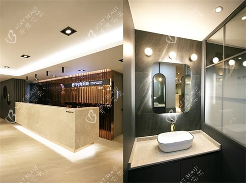 韩国BornDi整形外科前台和洗漱台环境 韩国BornDi整形外科前台和洗漱台环境