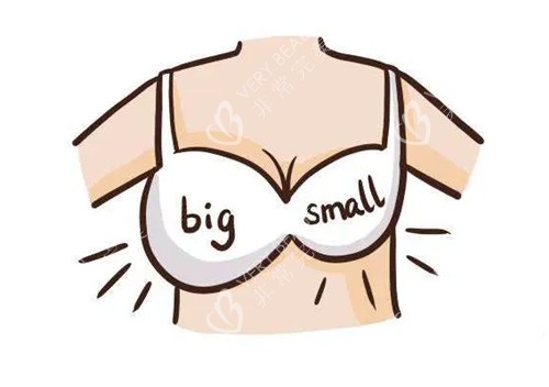 胸部大小不对称卡通示意图 胸部大小不对称卡通示意图